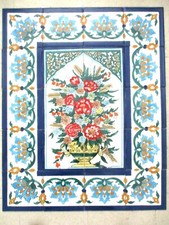 24" x 30" Hand Painted Ceramic tile art Mosaic wall mural Panel Floral BACKSPLAH