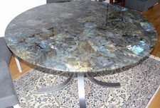 Round Labradorite Gemstone Coffee Counter Desk Table, Handmade Furniture Decors
