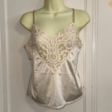 Vintage Cabernet off white/cream nylon camisole with lace bodice