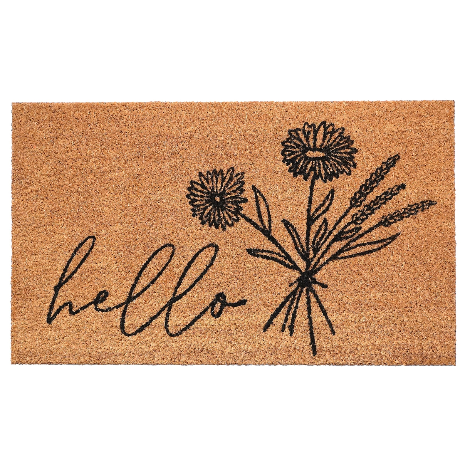 Wildflower Bouquet Doormat, (Tan/Black, 24
