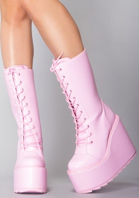 pink platform boots