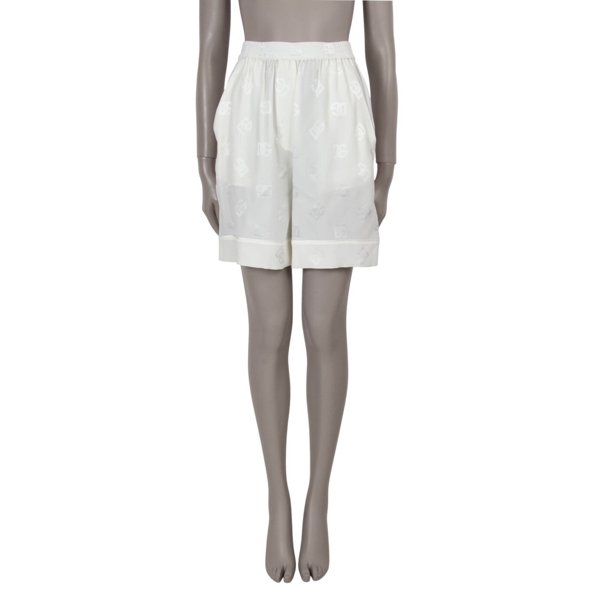 ショートパンツ Dolce & Gabbana Silk bermuda shorts (FTAM7THI1X0 H24ZW) 71267 auth DOLCE & GABBANA white silk 2024 SATIN JACQUARD