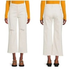 Nwt Hudson Rosalie Wide Leg Distressed High Rise Jeans Linen Size 30 Retail 225