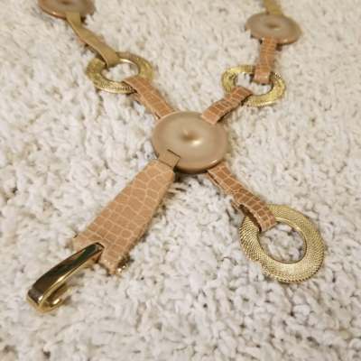 Vintage Stretch Belt Leather Shell Gold size L | eBay display picture 1