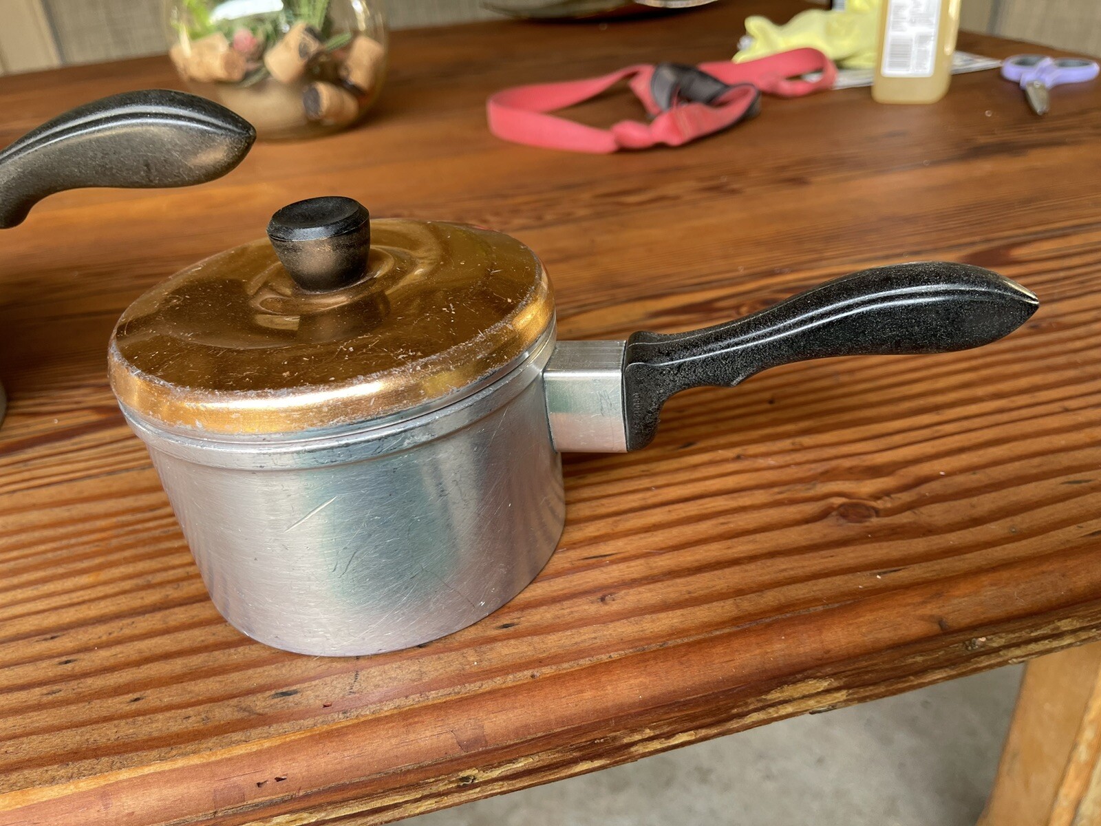 Retro set of aluminium saucepans anodised lids x 3 eBay