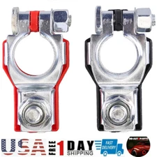 Pair Car Battery Terminal Clamp Connectors Positive Negative Release Disconnect
