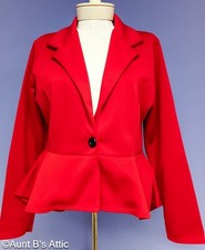 Peplum Jacket Ladies Red Poly Single Button Harley Quinn/Steampunk Jacket