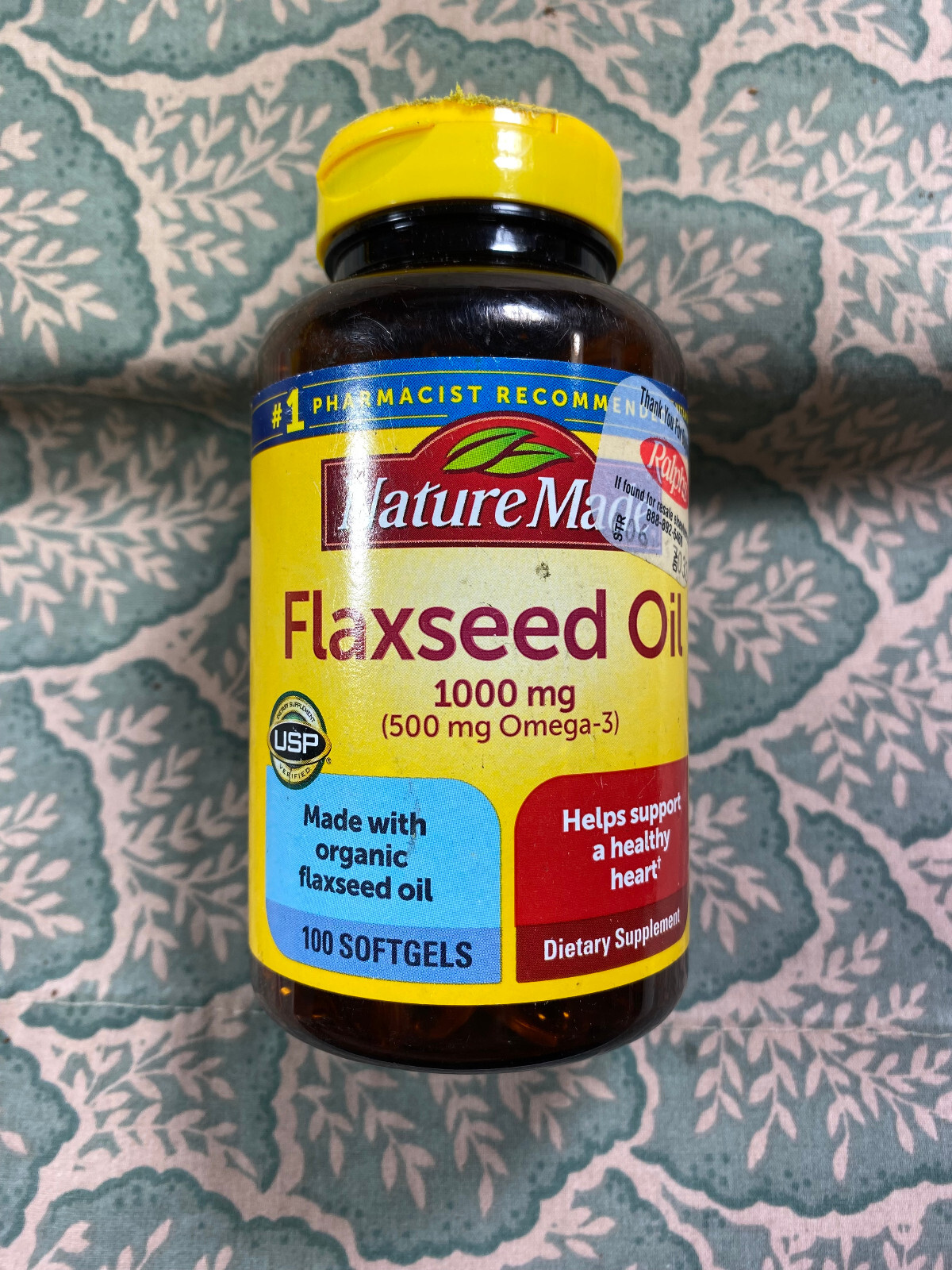 Nature Made Flaxseed Oil 1000 Mg 100 Softgels Ex. 3/2026