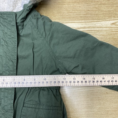 Old Navy Kids Girl Parka Hooded Coat Faux Fur Toddler 3T Army Green Anorak Jacke - Picture 10 of 13