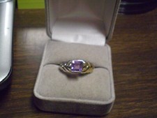 925 Sterling Silver Ladies Princess Cut Amethyst Ring 3.7 grams