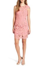 GLAMOROUS DUSTY PINK CROCHET OPEN BACK BODY-CON DRESS - Size XS/S/M