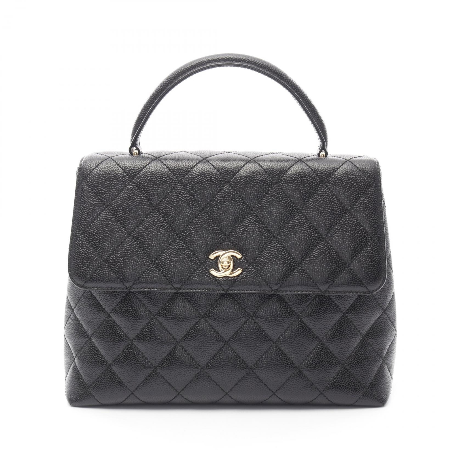 Chanel Black Matelasse Calfskin Handbag with Gold Hardware
