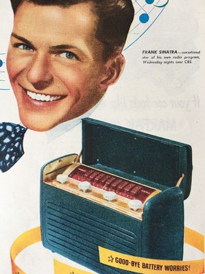 #ad #ad Vintage 1946 General Electric Portable Radio Ad Frank Sinatra CBS Radio Star $11.44