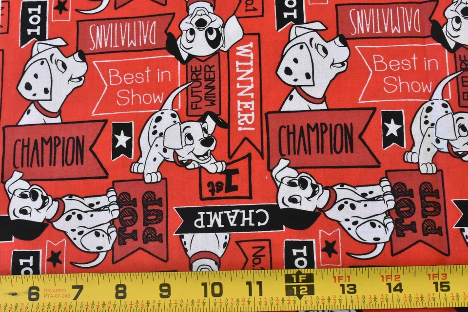 35" Long, Dalmatian Dog Best in Show on Red Quilt Cotton, Springs/Disney, P6897 - Image 2 of 4