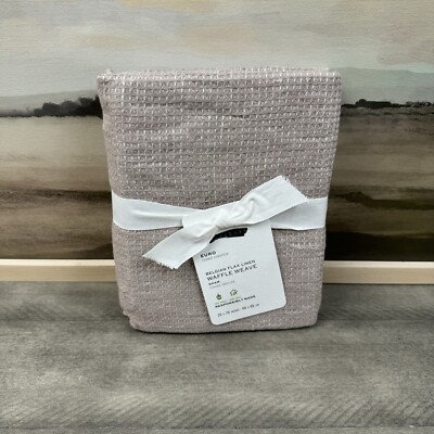 Pottery Barn Belgian Flax Linen Waffle Weave Pillow Sham Euro Smoky Quartz NWOT