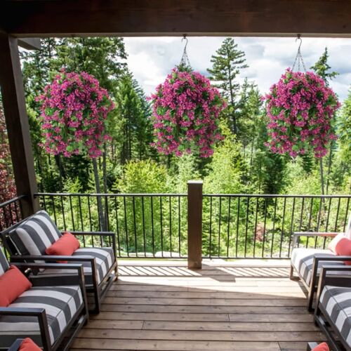 Artificial Hanging Flowers in Basket for Summer Outdoor Porch Decoration,Fake Si - Picture 4 of 5