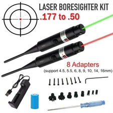 Green / Red Laser Bore Sight kit .177 to .50 Caliber Sighter for Rifles Handgun
