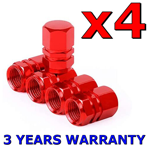 4 x RED Wheel Tyre Tire Valve Stems Air Dust Cover Screw Caps Car Truck Bike - Picture 1 of 12
