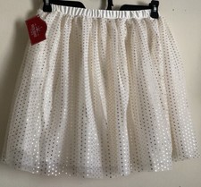 NEW Girls Tutu Mesh skirt by Holiday Time sz XL 14-16 Cream/gold dots
