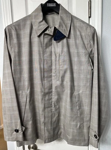 Alfred Dunhill Glen Plaid Mid-Length Raincoat Wool Silk Mens Size S Pristine - product listing photo