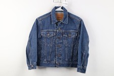 Vintage 90s Levis Boys Size Small Distressed Denim Jean Trucker Jacket Blue USA