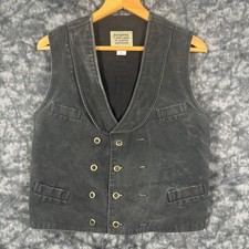 Frontier Classics Double Breasted Denim Vest Mens Size S Black Westen