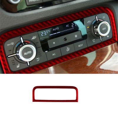 Red Carbon Fiber Interior Climate Console Cover Trim For Volkswagen Touareg