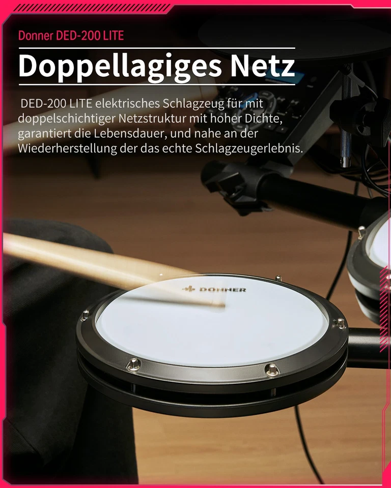 Donner DED-200 Lite Elektronisches Schlagzeug mit Throne 450 Sound 30 Drum Kit - Bild 3 von 4