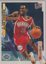 ALLEN IVERSON: 1996-97 FLEER ULTRA GOLD MEDALLION EDITION ROOKIE CARD # G-270. rookie card picture