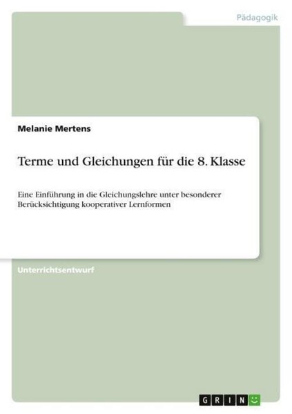 Terme Und Gleichungen FüR Die 8. Klasse Melanie Mertens-image