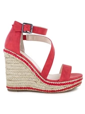 SEVEN DIALS Womens Red 1/2" Platform Berlina Toe Wedge Espadrille Shoes 6 M