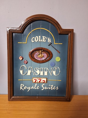 Vintage 3D Cole's Casino Royal Suites Wooden Plaque. 16"× 12"