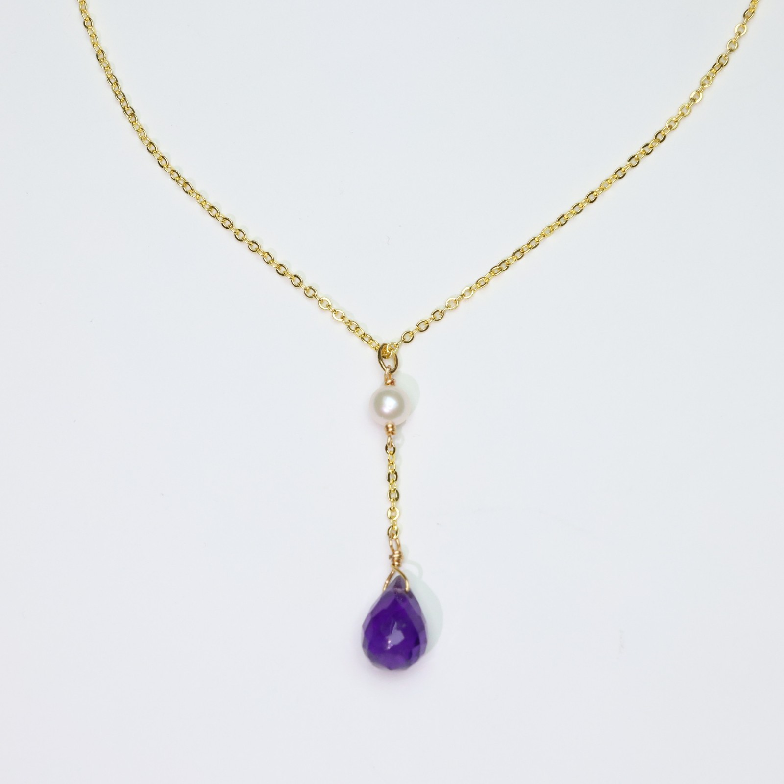 Collier pendentif améthyste perle Akoya culture pierre précieuse 2459