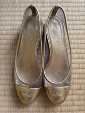 Zapatos para mujer Chanel CC Logo Ballet Bailarina Plana Elegante Dorado Talla EU 35.5