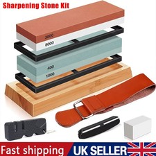 2X Whetstone Knife Sharpening Stone Water Wet Stone Set 400/1000/3000/8000 Grit