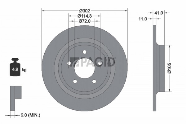 2X Pagid Bremsscheibe 54482N FüR Mazda CW CR CR19 MZR Crew Cwefw-image