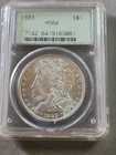1883 Morgan Silver Dollar $1 PCGS MS64 - Old Green Label 4 Pins