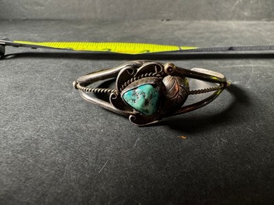 Vintage Sterling Silber Türkis Armreif Armband Native Style Blau Türkis