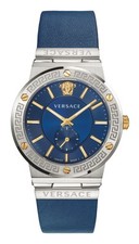 Versace Watch Greca Logo VEVI00120 Blue Dial Steel 41mm Swiss Quartz WR
