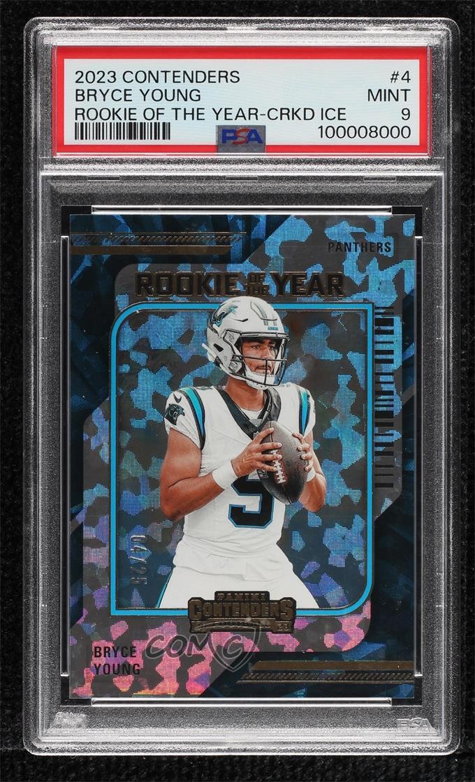 2023 Contenders Rookie of the Year Cracked Ice 4/25 Bryce Young #4 PSA 9 RC uk2