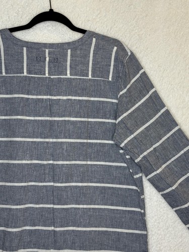 Duluth Trading Shirt Mens XL Blue White Striped Hemp Cotton Long Sleeve Henley - Picture 10 of 13