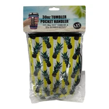 30 oz Tumbler or 32 oz Blender Bottle Pocket Handler, Pineapple Striped NEW