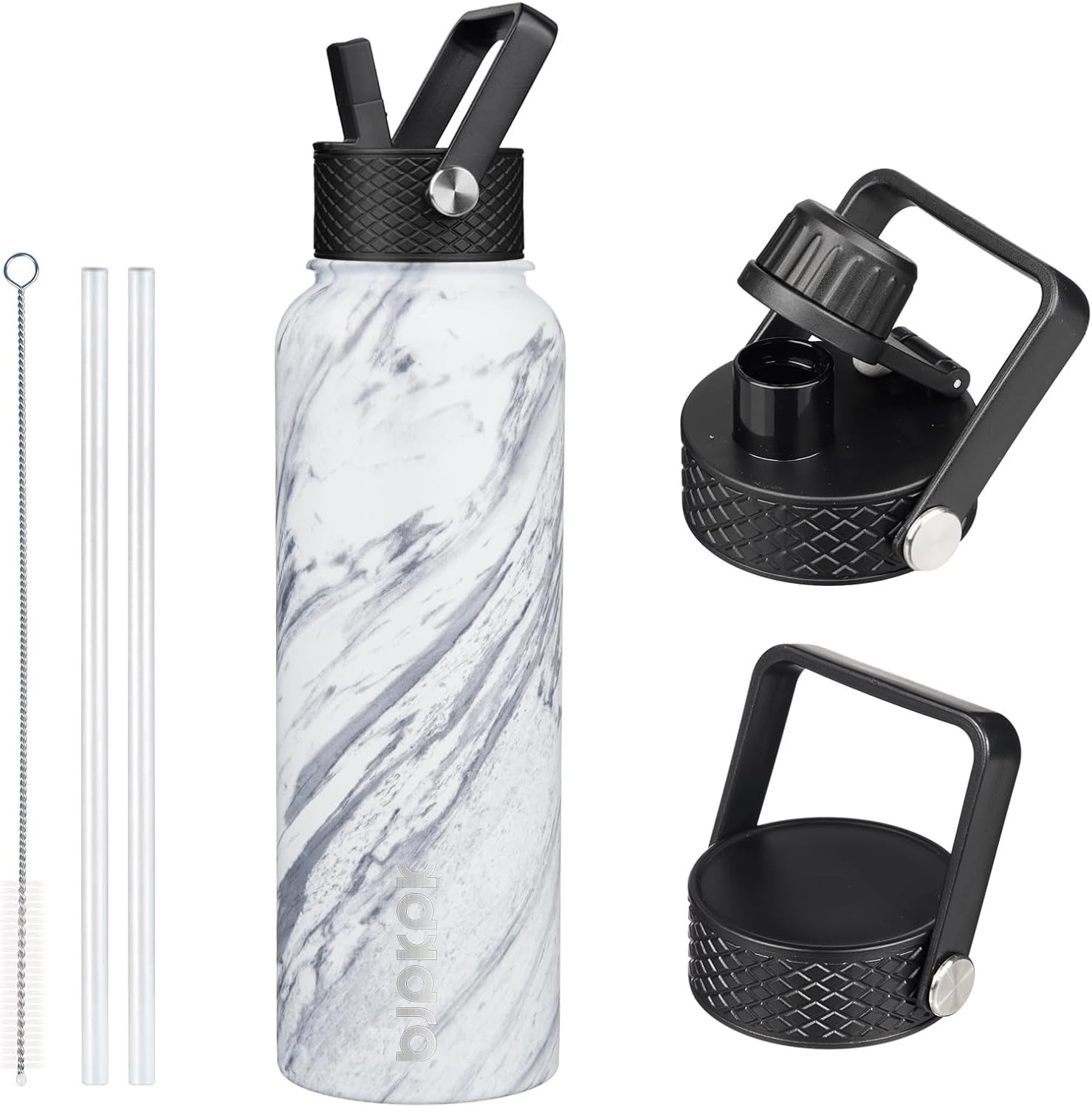 With Straw Lid, 40oz Stainless Steel Water Bottles Wi...