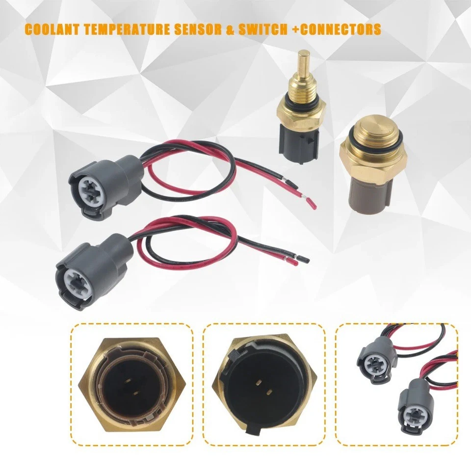 Engine Coolant Fan Temperature Sensor Switch Set for Honda CR-V Civic Acura - Image 4 of 4