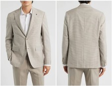 Jack Victor Sand Midland Sand Textured Wool  Silk Sport Coat Size 42 L