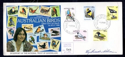 Australia - 1980 Birds First Day Cover - Signed by Designer Kay Breeden Williams