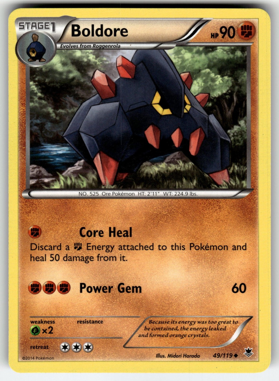 Boldore 49/119 Uncommon XY - Phantom Forces Pokemon EN Lightly Played LP