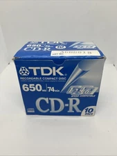 TDK CD-R 650 MB 74 Min Blank CD Lot of 10 Factory Sealed