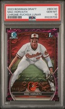 2023 Bowman Draft Mac Horvath Fuchsia Lunar Refractor /199 1st #BDC-90 PSA 10