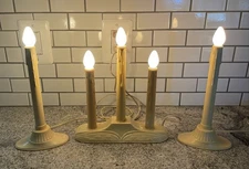 Set 3 Vintage Christmas Window Single & Triple Plastic Wax Drip Candle Candolier